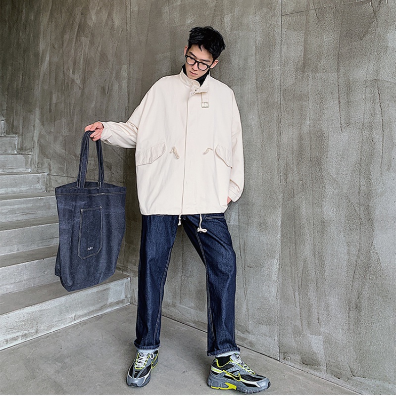 Áo Khoác Túi Hộp Dáng Rộng Màu Sắc Đơn Giản Phong Cách Hàn Quốc Cho Nam Size M-2XL