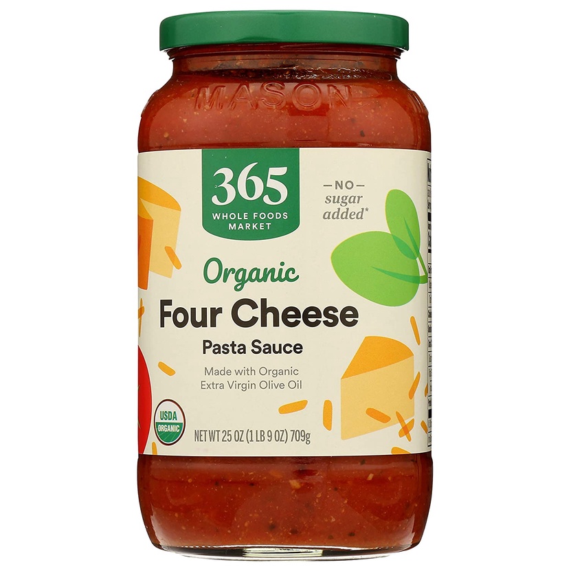 SỐT PASTA SAUCE - FOUR CHEESE ORGANIC 365 by Whole Foods Market, Made with Organic Extra Virgin Olive Oil, 709g (25oz)