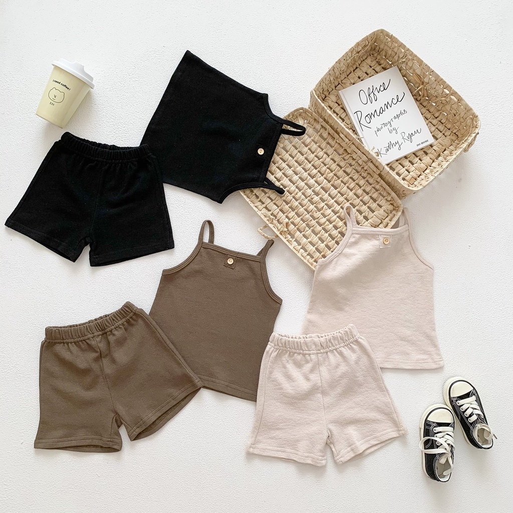 Bộ Áo Sát Nách + Quần Short Họa Tiết Hoạt Hình Cho Bé