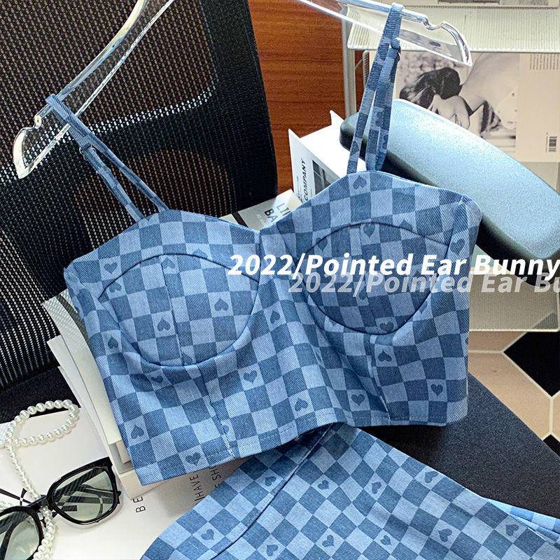 Bộ Đồ Hai Dây Kẻ Sọc Màu Xanh Dương Bộ Váy 2 Chiếc Phong Cách Hàn Quốc Mùa Hè Phương Tây Cho Nữ