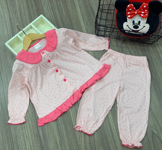 Bộ cotton babydoll cài cúc bé gái 10-22 kg