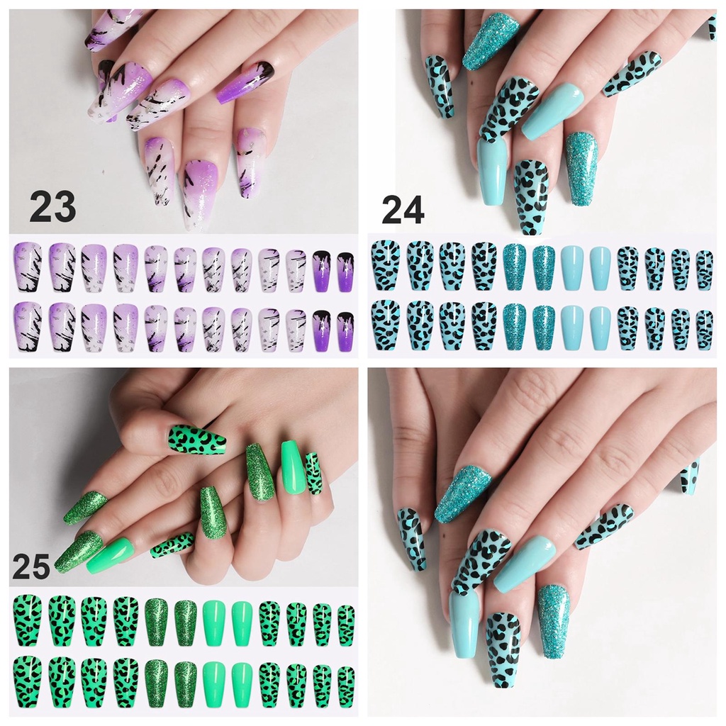 MIHAN1 Set 24 Móng Tay Giả Ốp