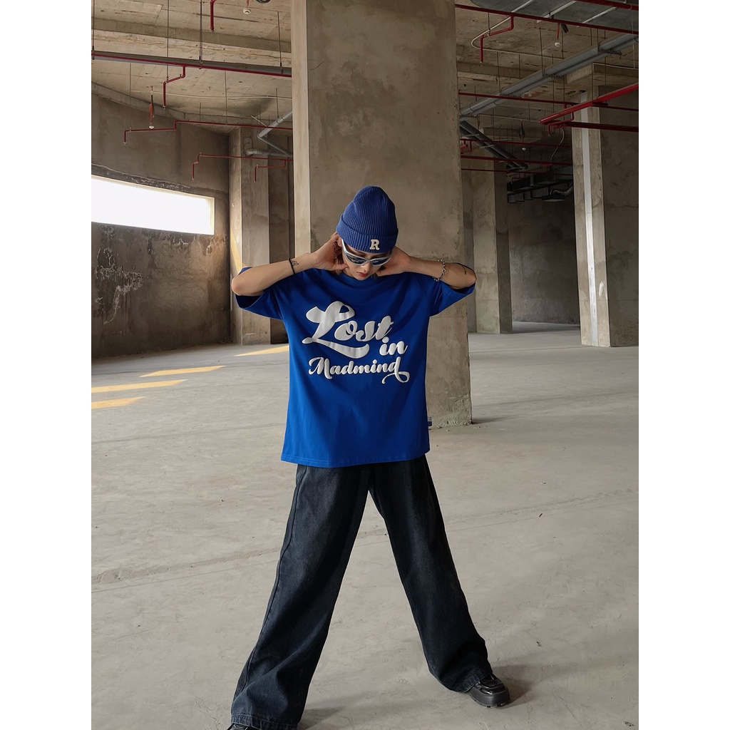 MADMIND® Chính Hãng - Áo thun v2.0 Lost In  màu xanh dương - in nổi, cổ tròn, cotton thoáng mát - Essential Collection