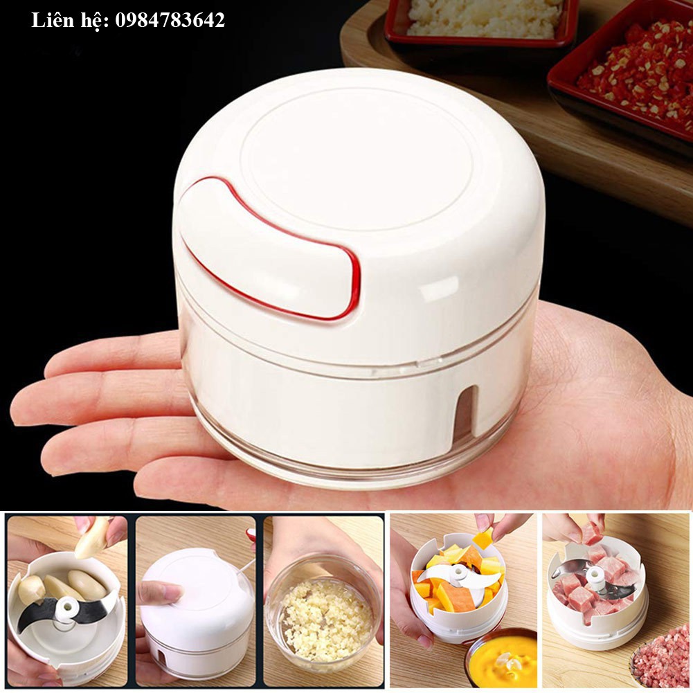 Lọ Xay Tỏi - Ớt - Hành Kéo Tay Mini Đa Năng Food Chopper