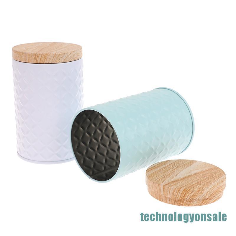 Hộp Trà Thiếc / Cà Phê Với Hạt Gỗ