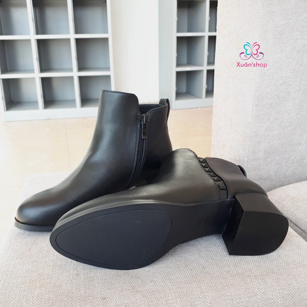 Boot nữ Daphne da mịn đẹp, gót vuông cao 4cm (size 35-225)