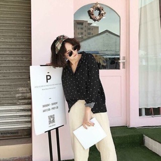 Sơ mi chấm bi unisex
