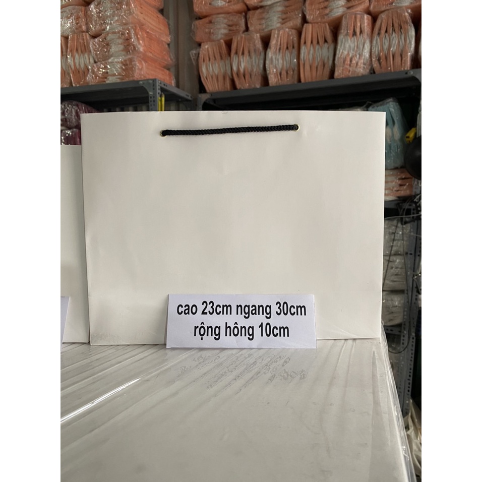 TÚI GIẤY IVORRY 250GSM CÓ CÁN MÀNG XỎ DÂY DÙ TRẮNG CAO CẤP NHIỀU SIZE