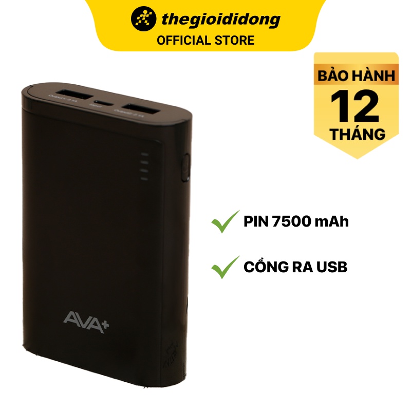 Pin sạc dự phòng AVA LA Y68 7500mAh Micro USB/2 cổng USB - Chính hãng BH 3 tháng