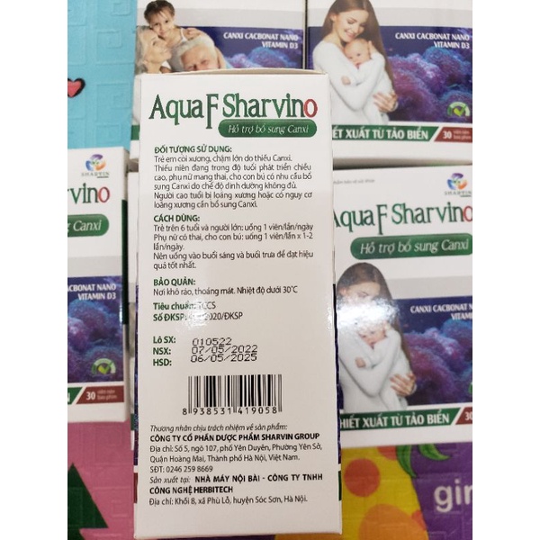 Canxi Aqua F Sharvino bổ sung canxi từ bột tảo biển đỏ