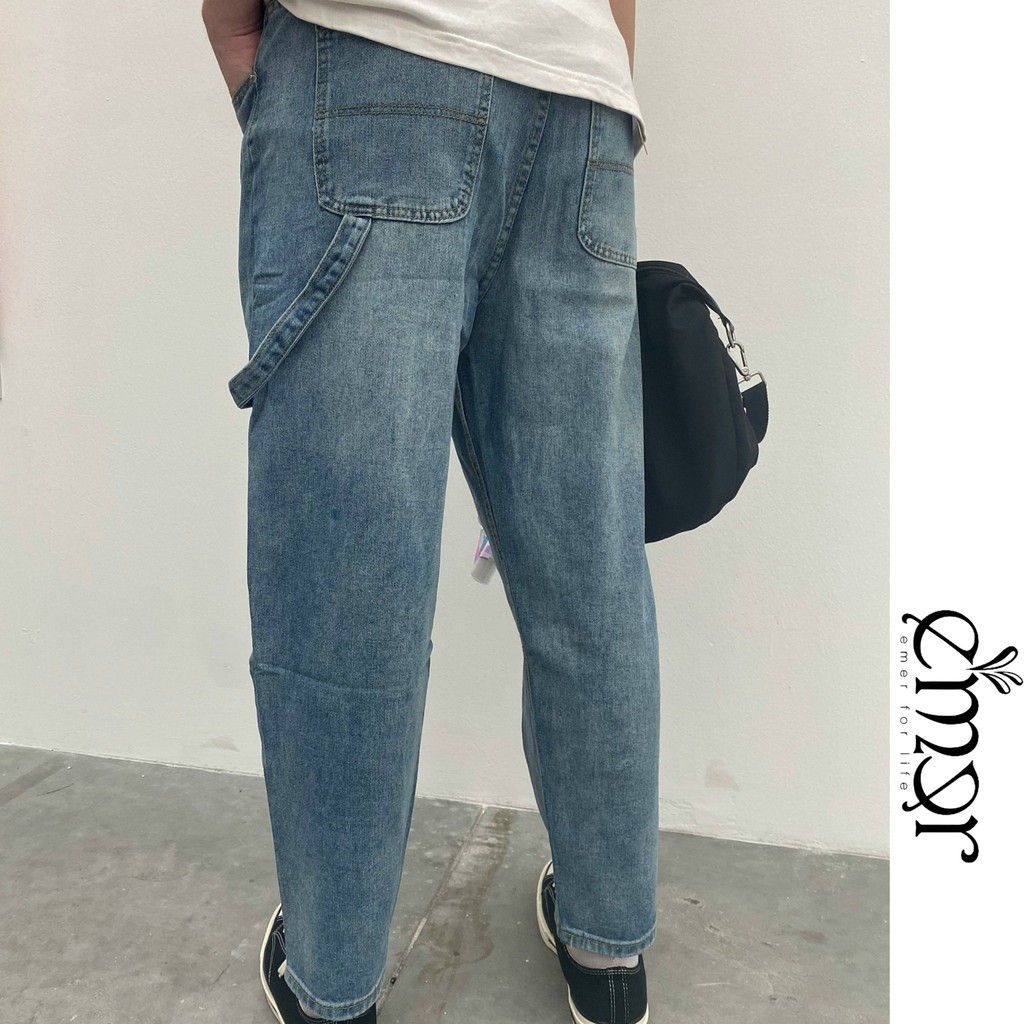 Quần JEAN BAGGY ỐNG SUÔNG Oversize Nam Nữ phong cách Hàn Quốc Ullzang E'mer