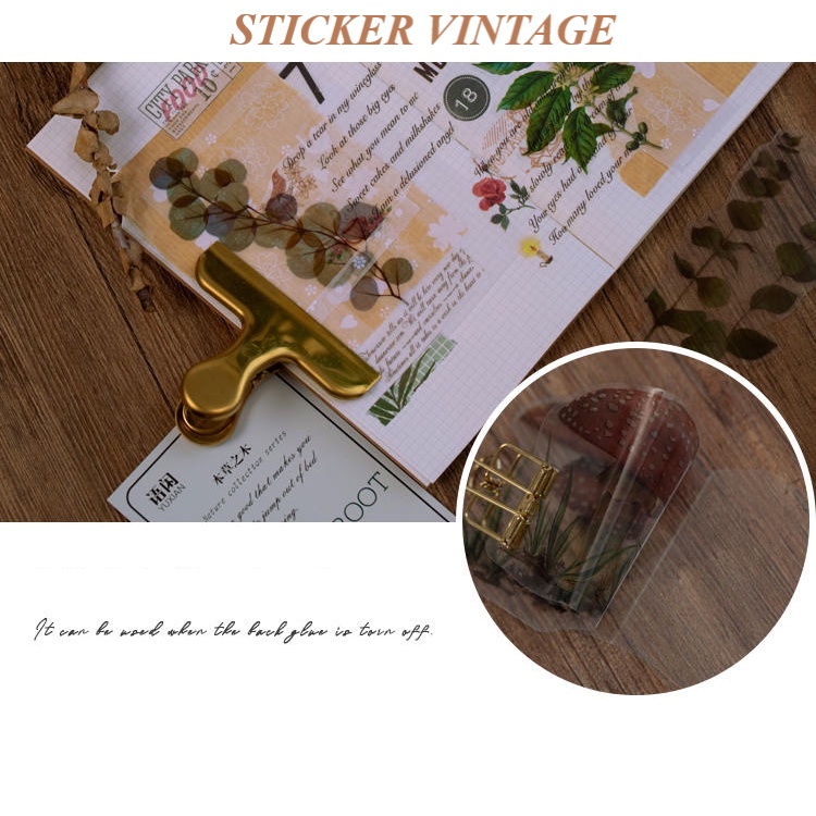 Sticker trong suốt chống nước trang trí vintage DIY Crafts, Scrapbook, Journal, Diary, Planner set 40 nhãn dán HD29-K68