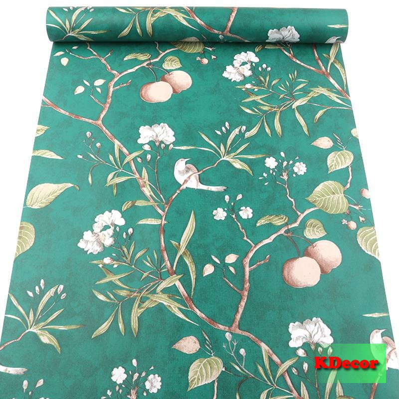 [Hàng Đẹp] 10m Giấy dán tường Họa tiết xanh Vintage rộng 45cm có sẵn keo