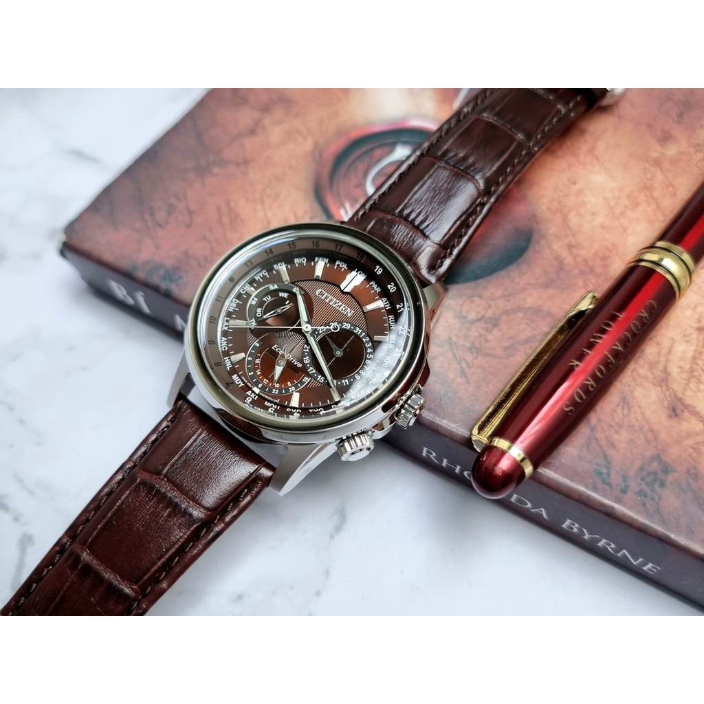 Đồng Hồ Nam Citizen BU2020-29X Eco-Drive Dây Da Nâu Mặt Nâu