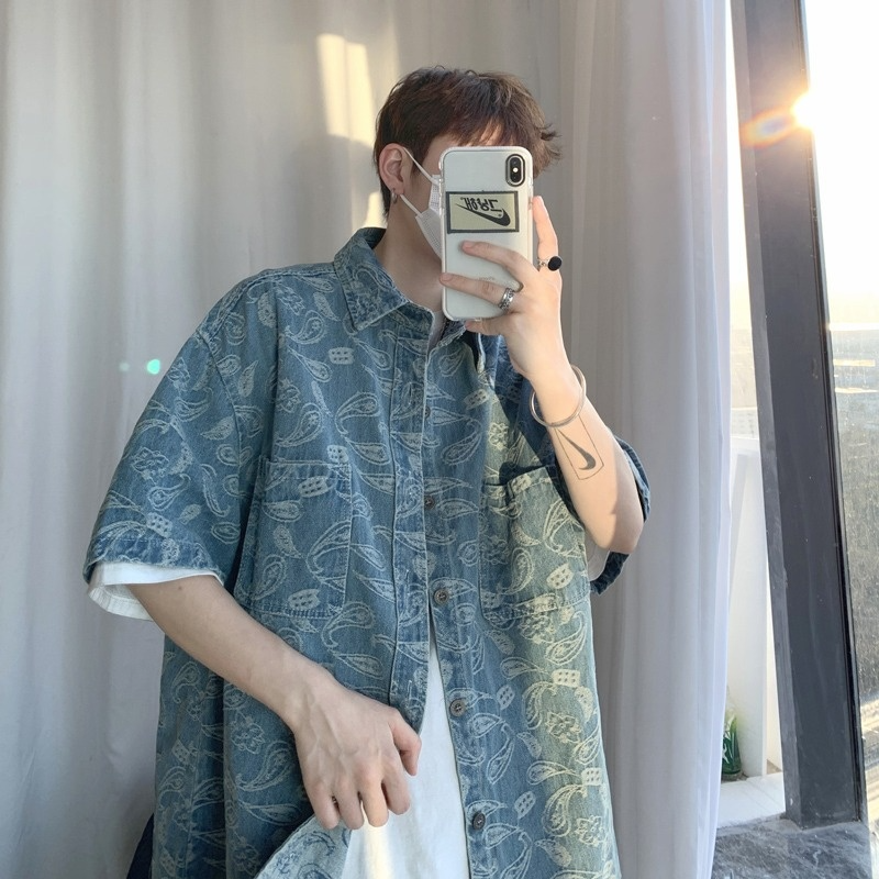 Áo Sơ Mi Nam Tay Ngắn Họa Tiết Hoa Thời Trang Hàn Quốc | BigBuy360 - bigbuy360.vn