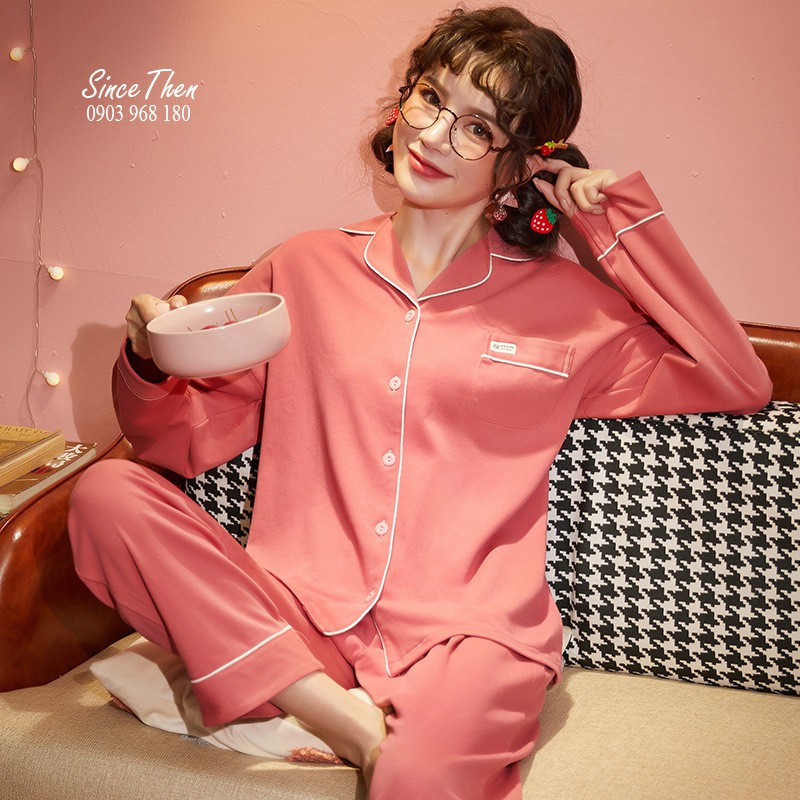 Đồ ngủ đôi nam nữ dài tay, đồ ngủ đôi cotton cute  - Since Then