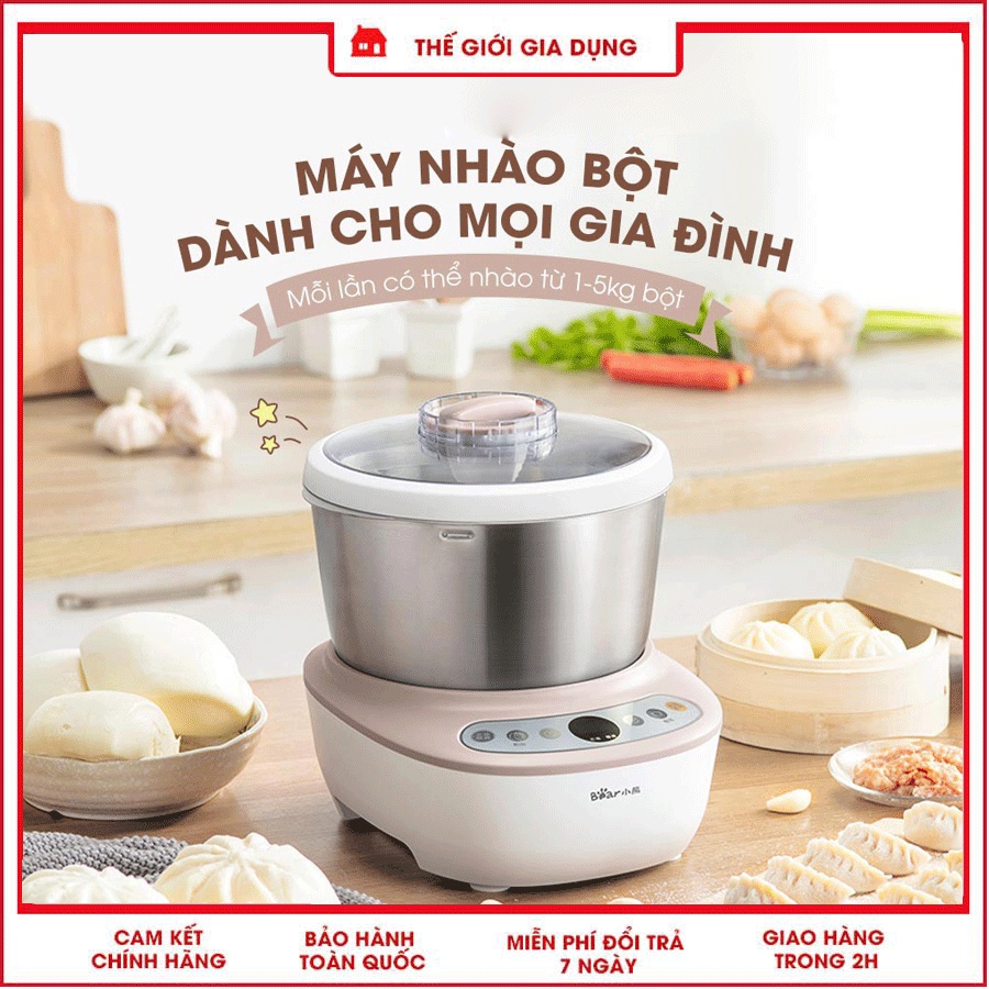 Máy nhồi trộn bột Bear 3.5L-5L nhào bột, ủ bột tự động, âu trộn thép không gỉ – Hàng chính hãng bảo hành 12 tháng