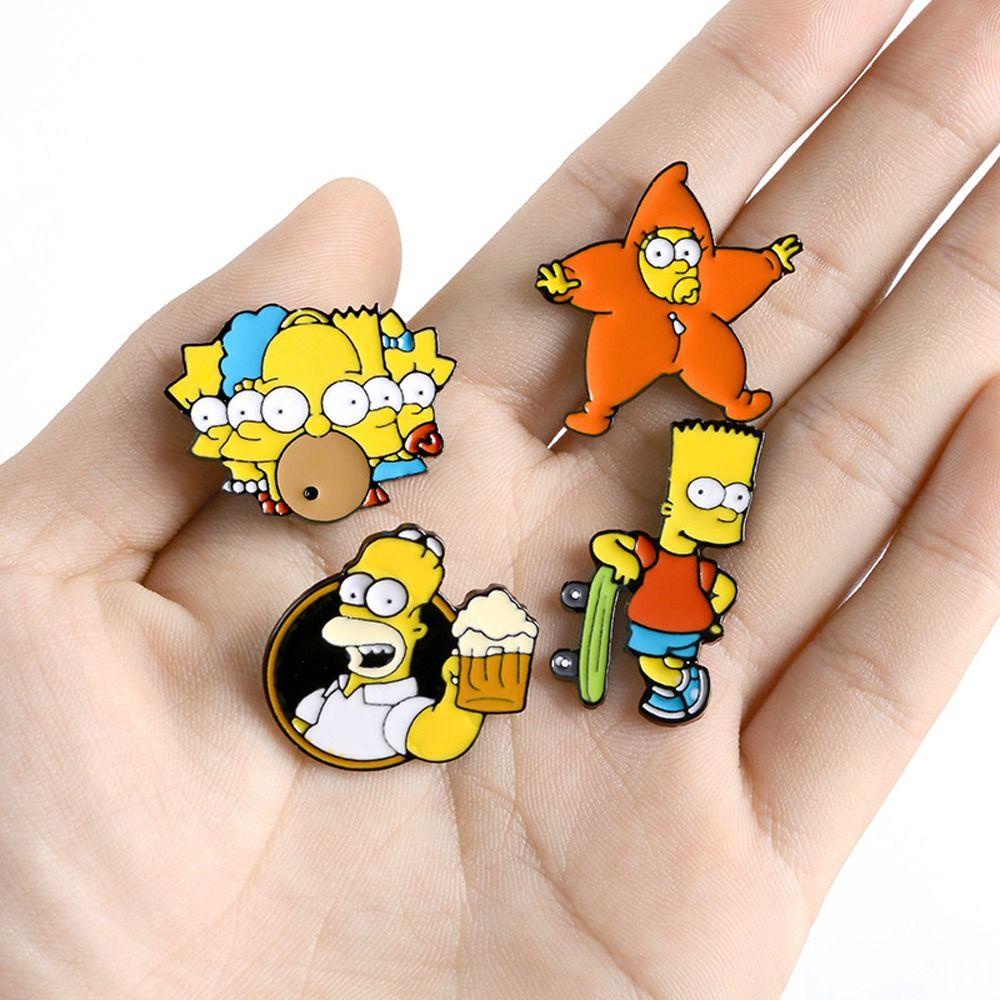Huy Hiệu Cài Áo Hình Simpson Bằng Hợp Kim Tráng Men Dễ Thương Cho Bé Sưu Tầm
