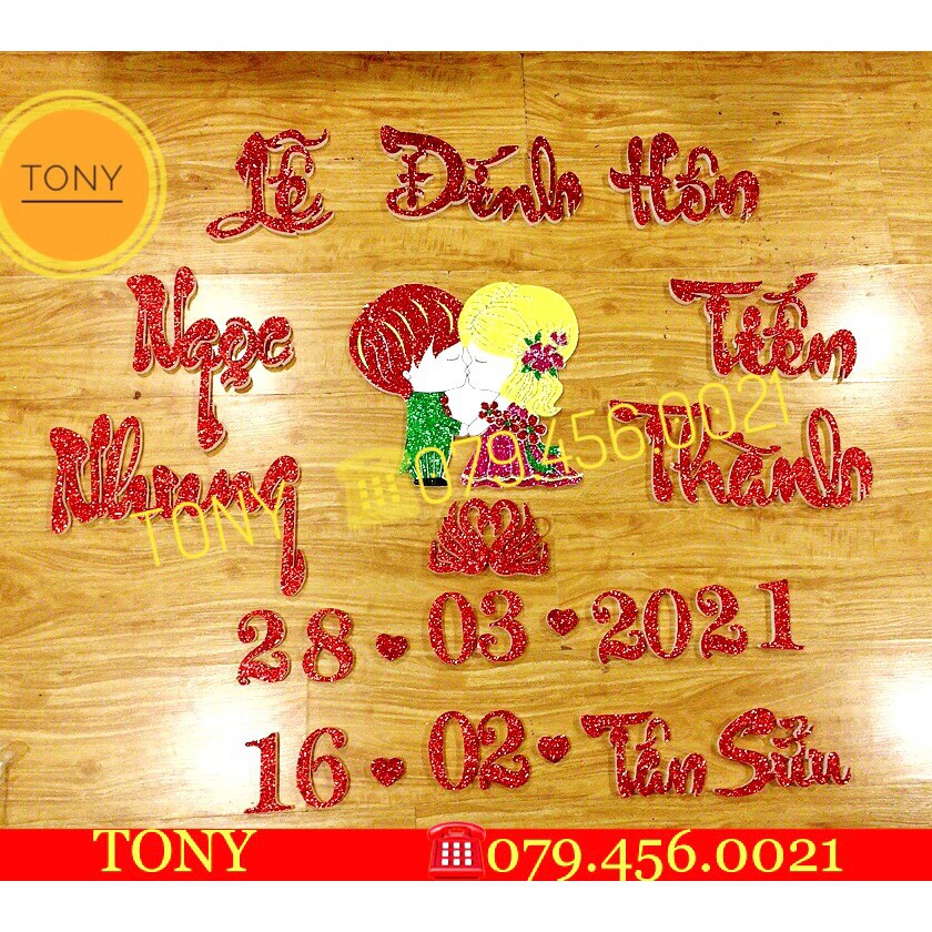 Bộ chữ xốp tên CÔ DÂU CHÚ RỂ - cắt Laser kim tuyến nhiều màu | BigBuy360 - bigbuy360.vn