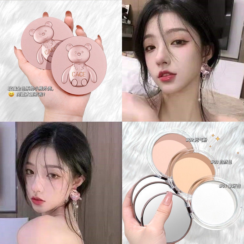 [Hàng mới về] Phấn Phủ Kiềm Dầu Hàng Nội Địa Trung CACE bear kiềm dầu Gấu Hồng Che Khuyết Điểm Hiệu Quả