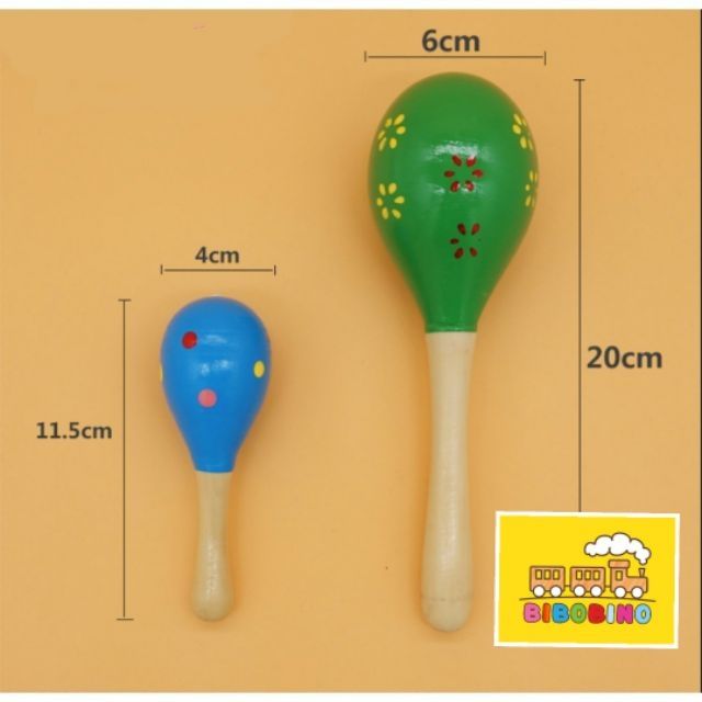 Lục lạc gỗ đầu tròn tập cầm nắm cho bé ( loại to 20cm)