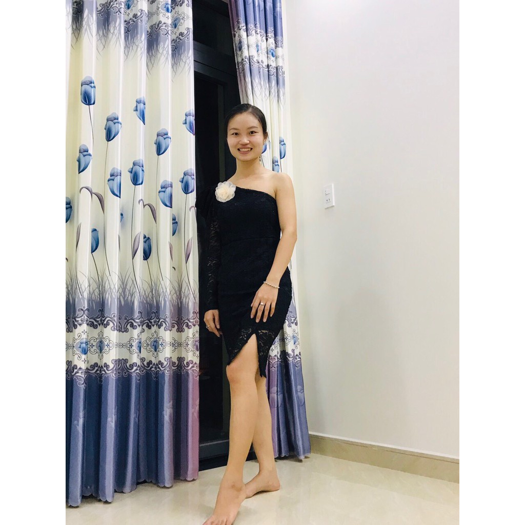 VÁY REN ÔM BODY LỆCH VAI KẾT HOA THANH LỊCH THỜI TRANG THIẾT KẾ VESTA R070