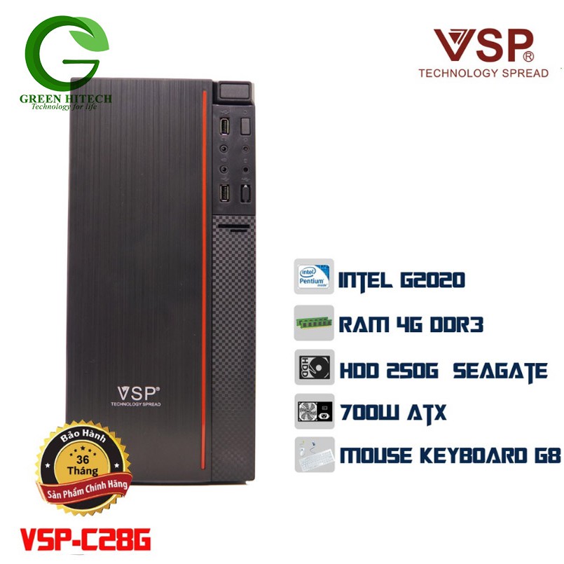 Thùng máy tính VSP C28G/C28G Chính Hãng giá rẻ - Cấu hình văn phòng - Học Online- BẢO HÀNH 36 THÁNG