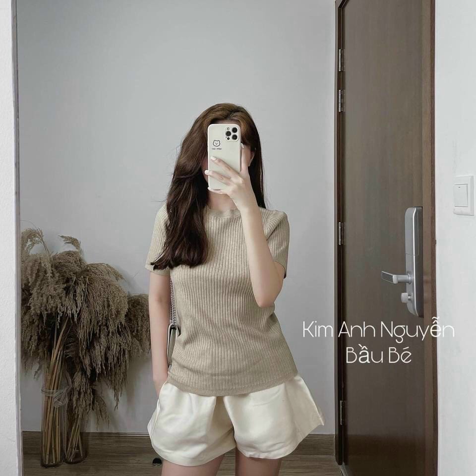 Áo len trơn cộc tay dáng basic