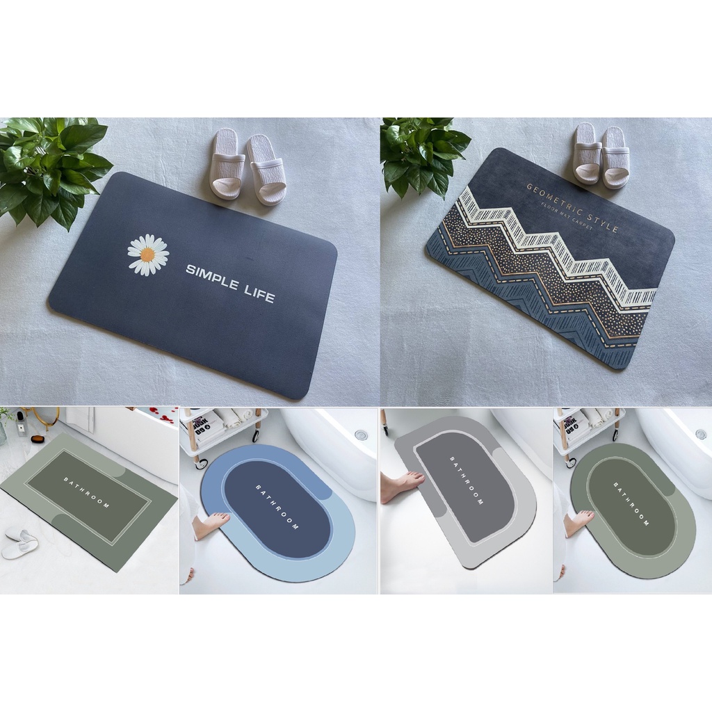 Thảm lau chân Sillicon họa tiết 4 lớp hình thú dễ thương, mặt sau lớp chống trơn trượt, thấm hút nhanh