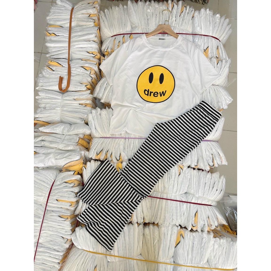 Set thun áo mặc cười, quần sọc ống loe cho nữ mặc nhà, mặc đi chơi, vải siêu đẹp, hàng chuẩn form