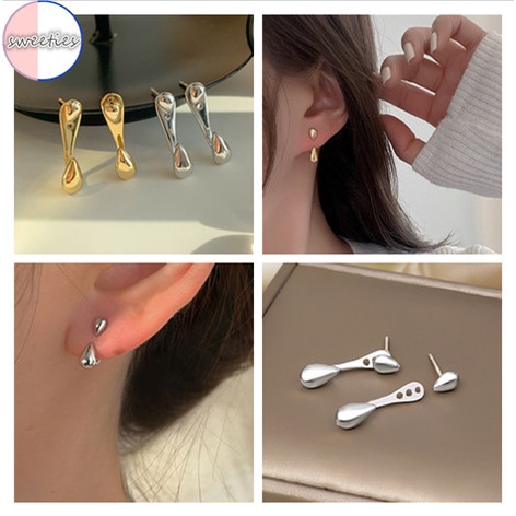 1 đôi bông tai S925 hình giọt nước đơn giản phong cách Hàn Quốc cho nữ