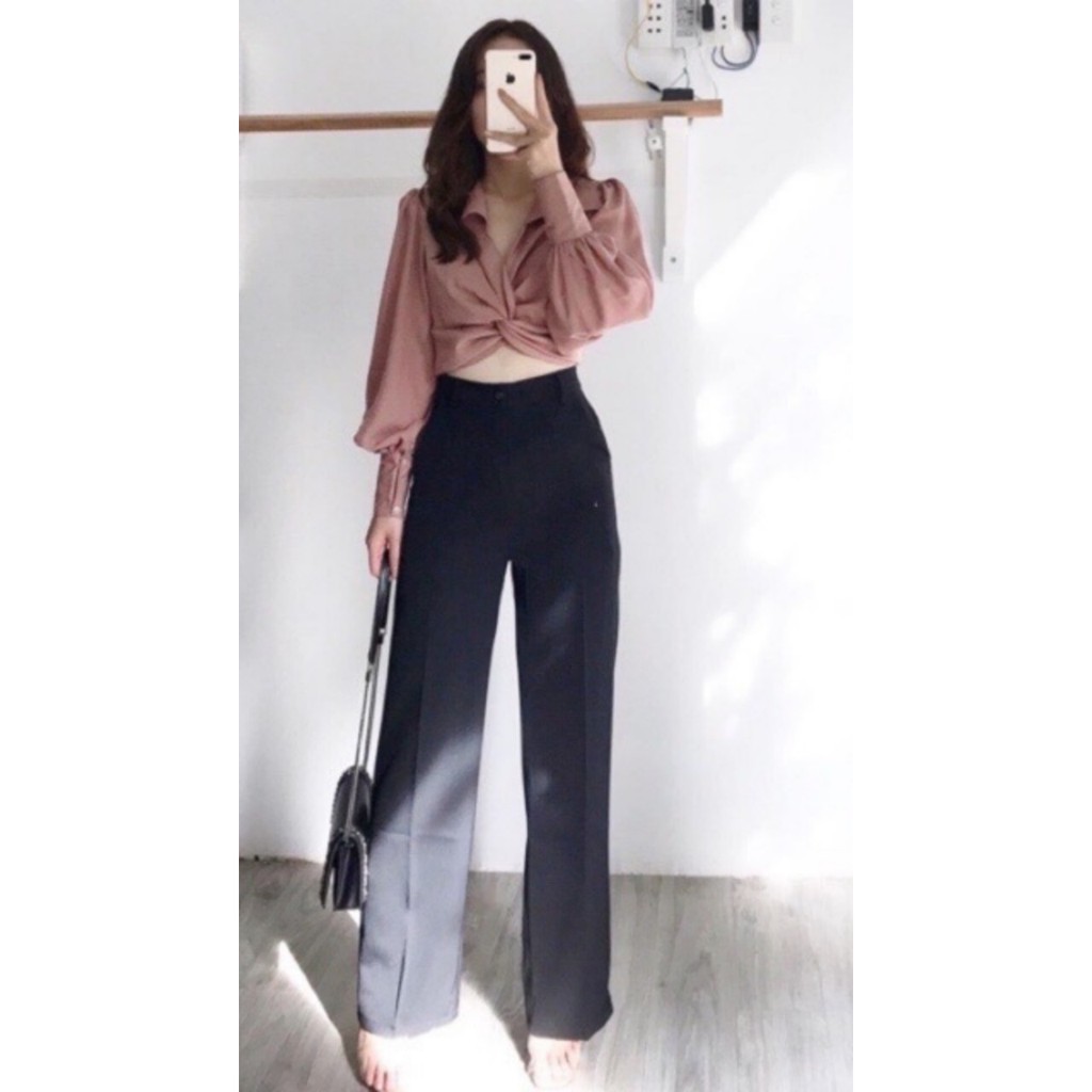 QUẦN VẢI ỐNG RỘNG KHOÁ TRƯỚC CẠP CAO TÔN DÁNG CHÂN DÀI MIÊN MAN- VẢI TUYẾT MƯA CAO CẤP | BigBuy360 - bigbuy360.vn