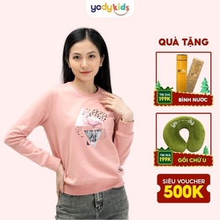 Áo nỉ nữ yody cổ tròn sợi cotton cá sấu in hình flamingo atn4424