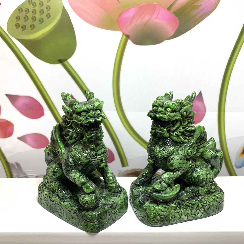 Tượng đá tỳ hưu phong thủy 2 sừng - Màu nâu đen - Chiều cao 14cm