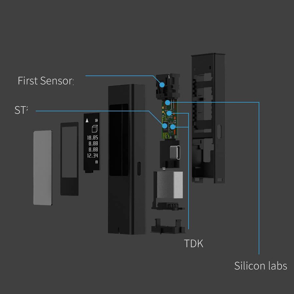 Thước đo laser Xiaomi. Máy đo khoảng cách laser, Màn hình oled cảm ứng, 18 chế độ đo 40M