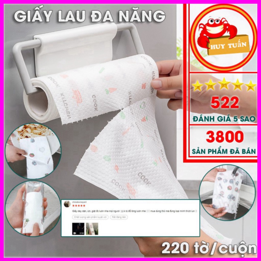 (8069) Giấy lau đa năng - giấy lau bếp - giấy lau tay 220 tờ 1 cuộn có thể giặt được giá tốt .