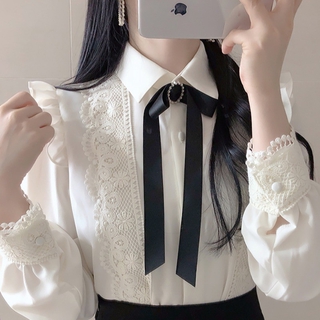 ÁO SƠ MI PHỐI REN KÈM NƠ