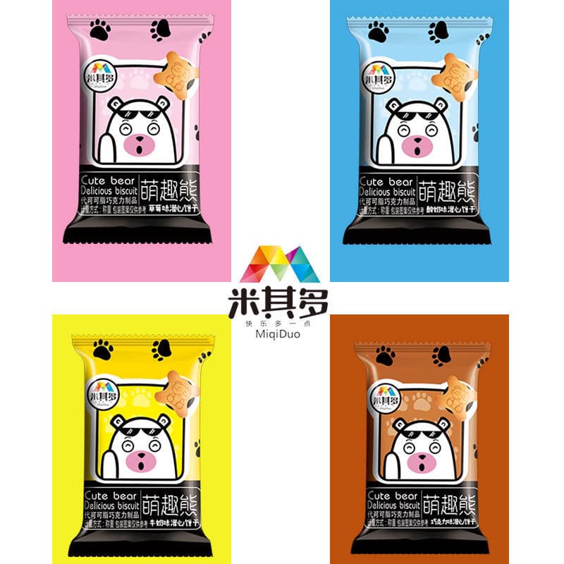 Com bo 10 Bánh gấu mix vị  nhân Socola - Dâu tây - Sữa - Sữa Chua thơm ngon giòn tan