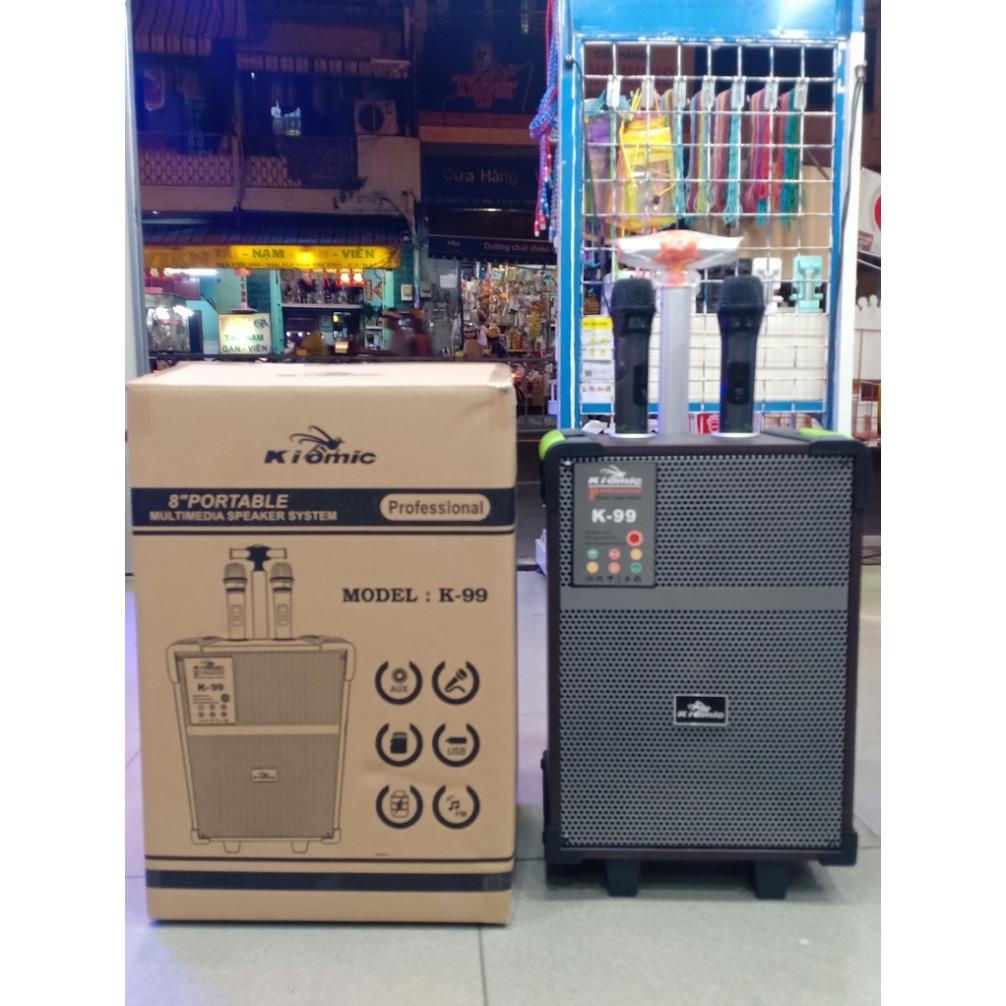 0357628205 Loa kéo Kiomic K99 bass 20 ốp da cực đẹp - kèm 2 mic không dây UHF 0357628205