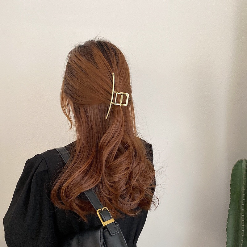 Kẹp Tóc Kim Loại Màu Vàng Đồng Phong Cách Đơn Giản Cá Tính Kiểu Hàn Quốc