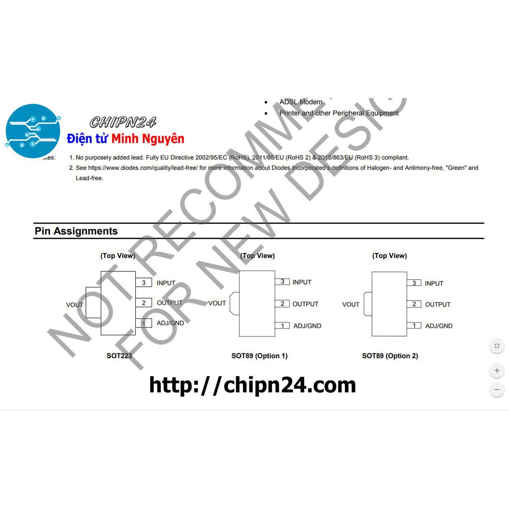 [4 CON] IC AMS1117-3.3V SOT-89 (SMD Dán) (AMS1117 3V3)