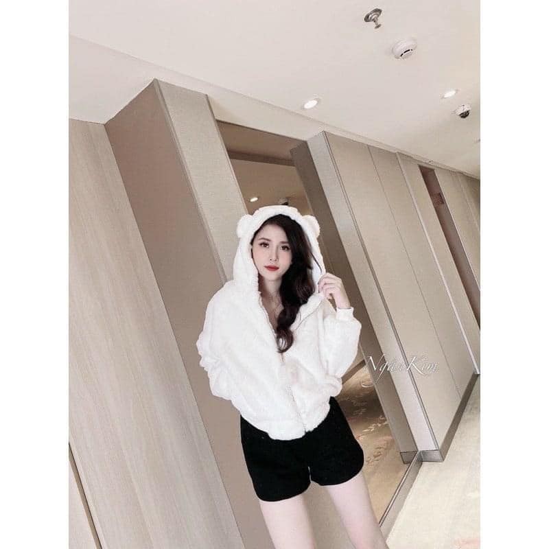 Áo khoác lông nữ khóa kéo, áo khoác lông tai gấu mùa đông siêu ấm 🥝 chất lông mượt mà về đủ màu. METSHOP
