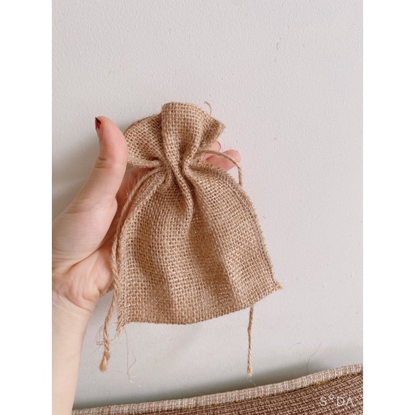 Túi dây rút vải lanh tự nhiên, túi vải đay tự nhiên
