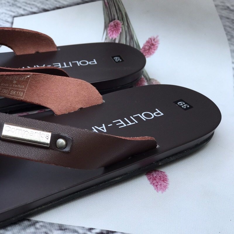 Dép da nam xỏ ngón⚡️Hai màu nâu và đen - Bảo hành 6 tháng -  Tông nam chất liệu da cao cấp