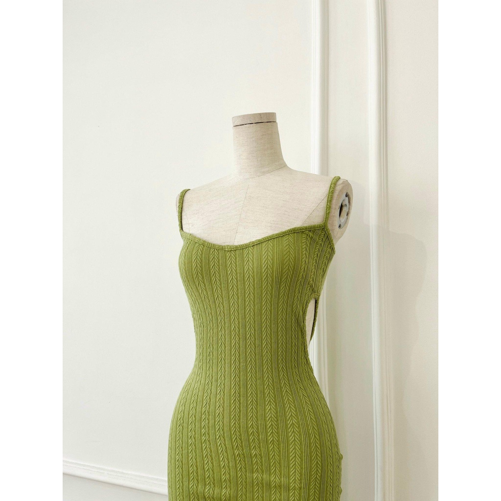 [Ảnh thật] Đầm thun body 2 dây cut out eo sexy