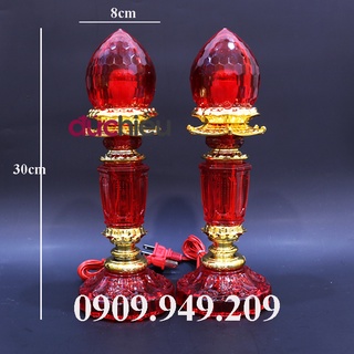 Bộ 2 đèn trái đào để bàn thờ, đèn thờ cúng dạng trái đào loại to - Đức Hiếu Shop