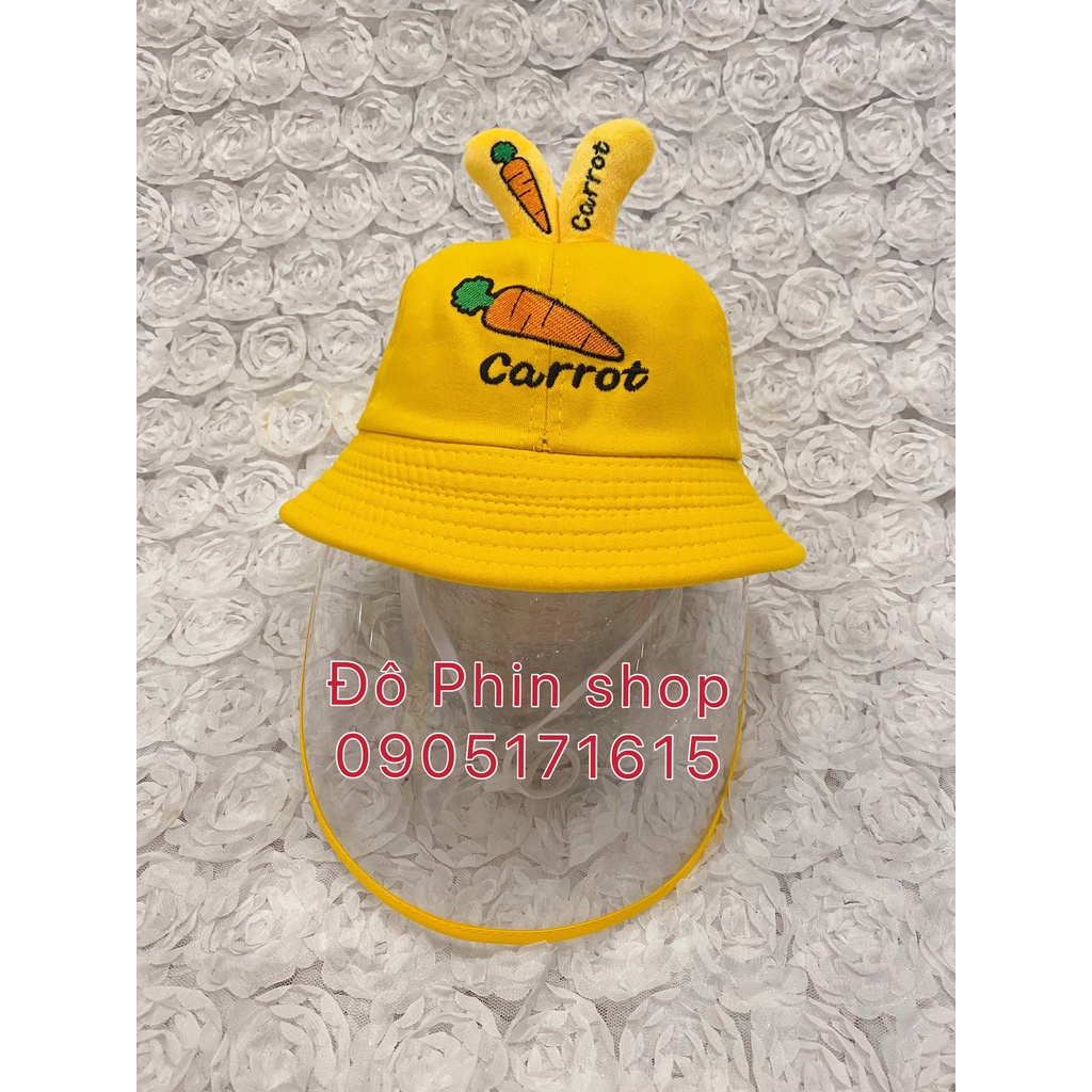 [Bé 3-7 tuổi] Mũ chống giọt dịch bắn cho bé - mũ có màn chắn trẻ em - mẫu cà rốt xinh xắn dễ thương phong cách Hàn quốc