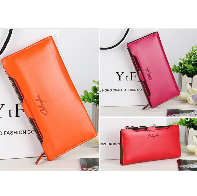 Women's Long Wallet Baellerry 8363 Pu Leather Multi-slot With Photo Grid Two-fold Zipper Design