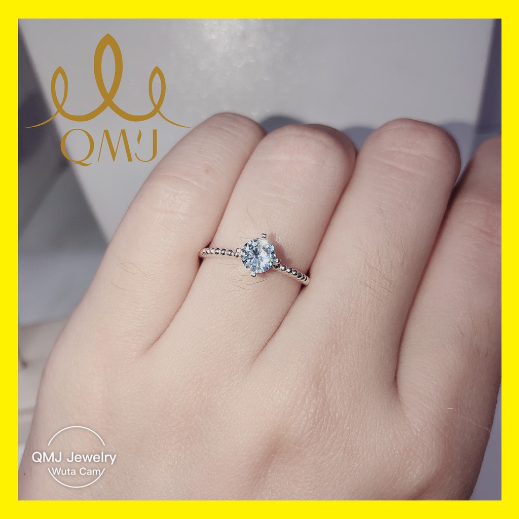 Nhẫn nữ bạc đơn giản đẹp ổ đá 4 chấu bạc 925 cao cấp bản mỏng, thanh lịch QMJ - Q460