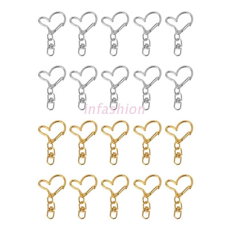 Bộ 10 móc khóa hình trái tim bằng kim loại dùng làm trang sức DIY